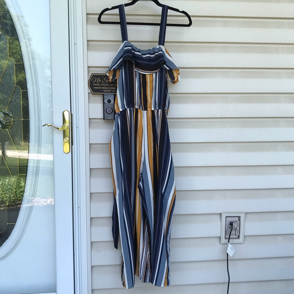 Striped Rue21 Tank Jumpsuit With “Belt”
